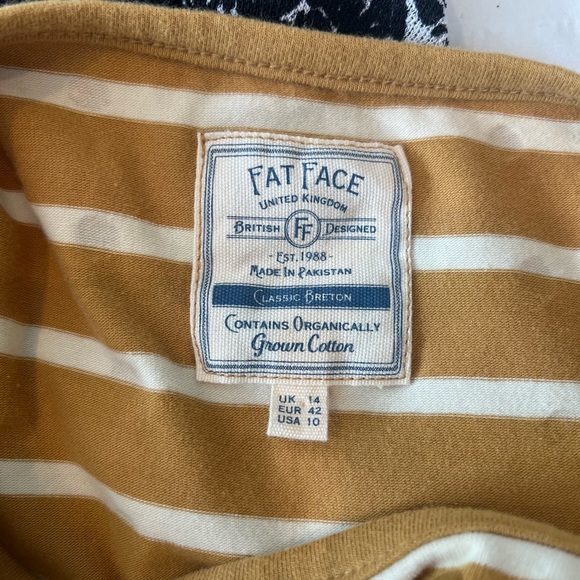 Fat Face Breton Striped spotty top mustard size uk 14 long sleeve - Picture 8 of 8
